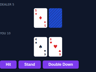 Blackjack game screenshot