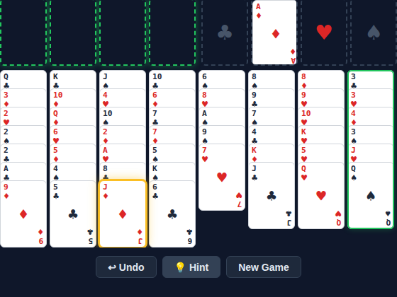 FreeCell game screenshot