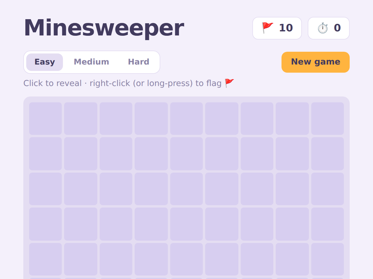 Minesweeper game screenshot