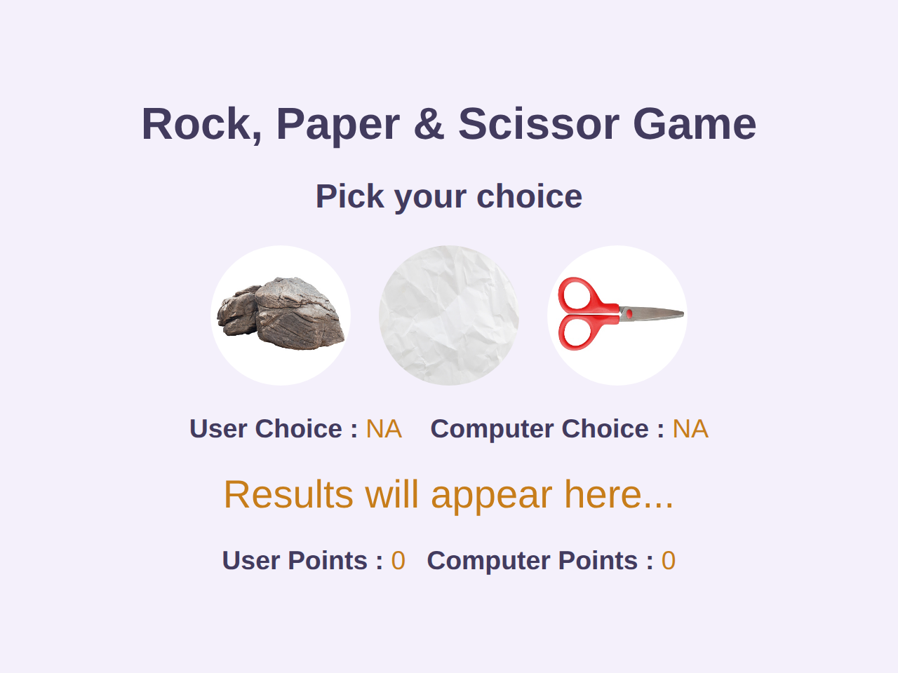 Rock Paper Scissors game screenshot