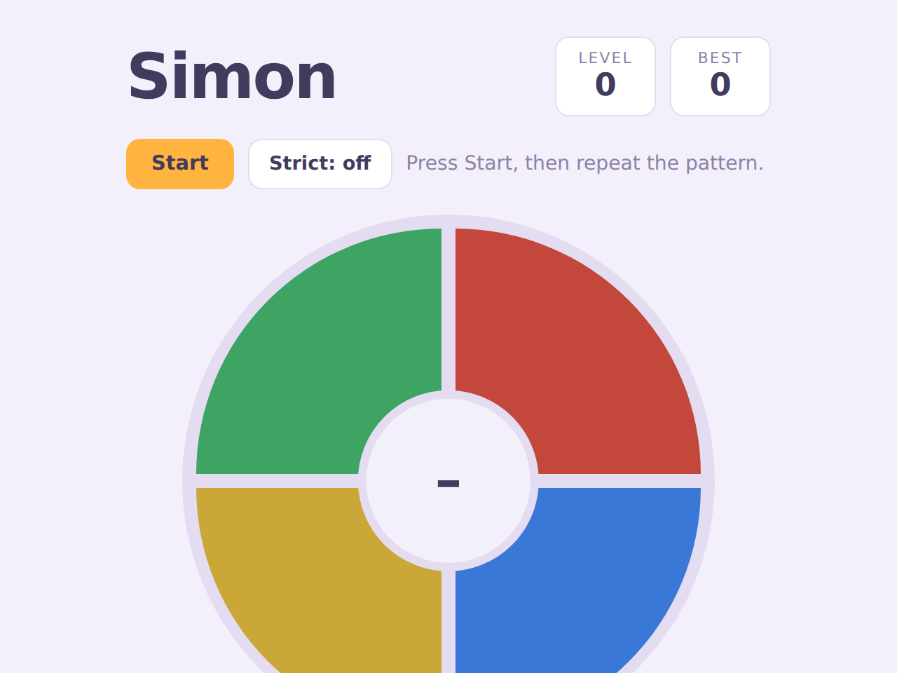 Simon game screenshot