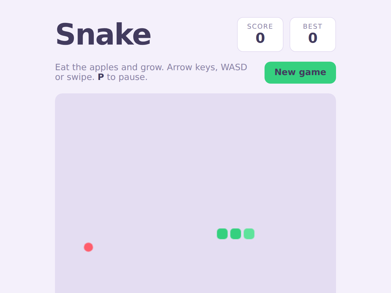 Snake game screenshot