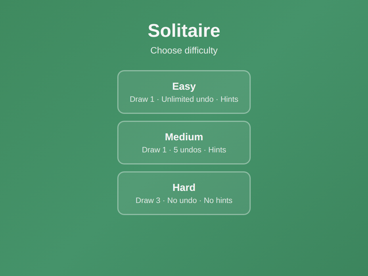 Solitaire game screenshot