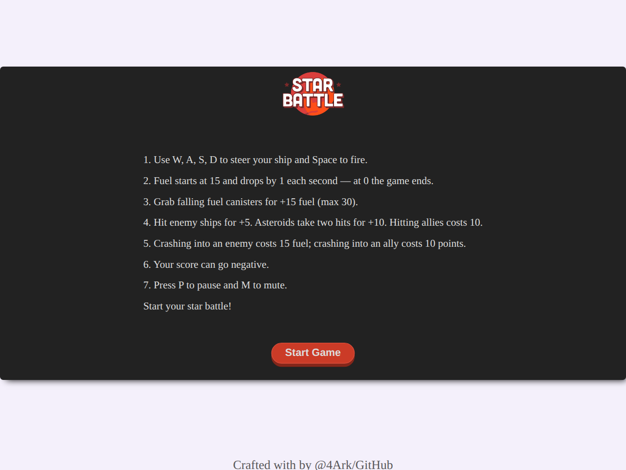 Star Battle game screenshot