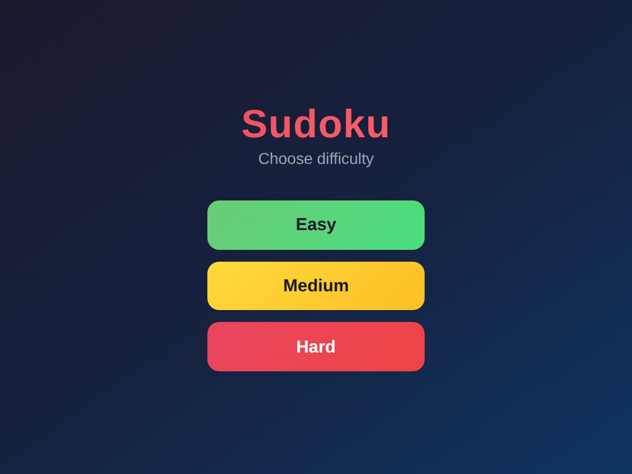 Sudoku game screenshot
